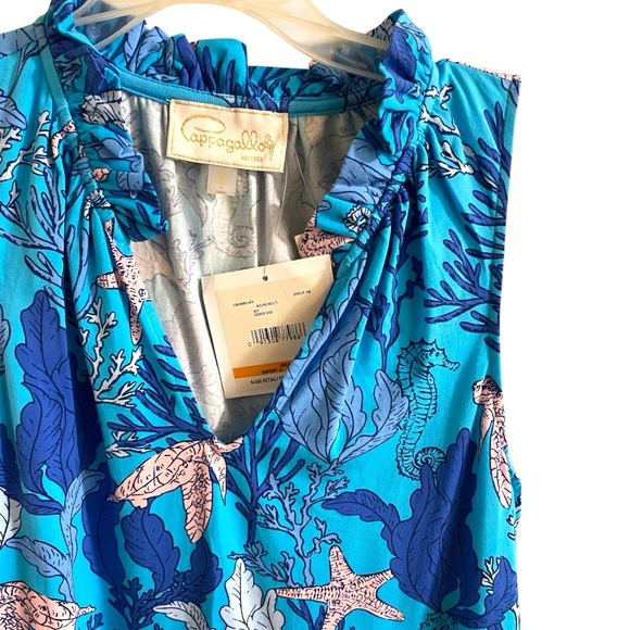 Pappagallo Azure Tank Dress - Sea Horse Turtles Starfish - Picture 5 of 6